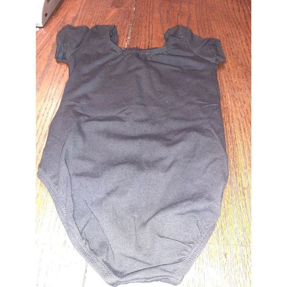 New Girl's Small Black Leotard Bodysuit Short Sleeve - Picture 2 of 2